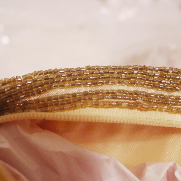 Vintage GENIE Gold Bugle Bead Asian Evening Bag Clutch 8" - Picture 10 of 10